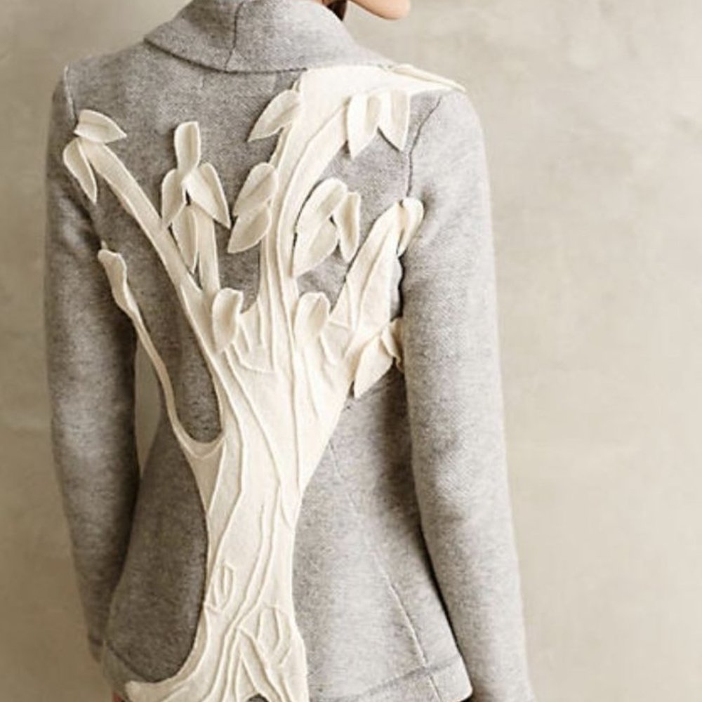 Anthropologie Tree applique Sweater Cardigan